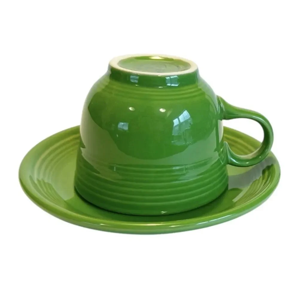 Vtg Fiestaware Fiesta HLC USA Shamrock Green Tea/Coffee Cup & Saucer Set
